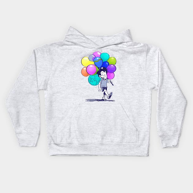 Balloon Seller Kids Hoodie by lipuster